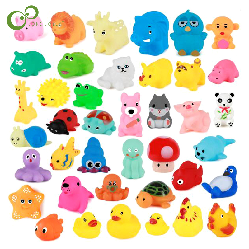 10Pcs/set Baby Cute Animals Bath Toy Swimming Water Toys Soft Rubber Float Squeeze 2025 Sound Kids Wash new Play Funny toys Gifts