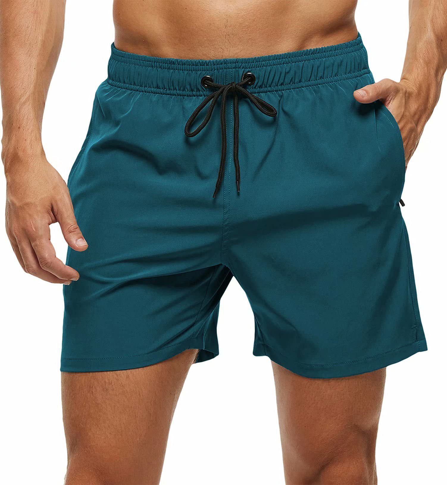 New mens beach pants sports shorts quick drying running training pants with liner casual pants sports pants