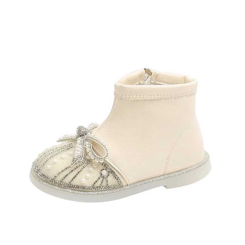 Girl Fashion Boots Princess Sled Childrens Short Boots with Sweet Bow New Childrens Ankle Boots with Side Zipper Anti slip M241102