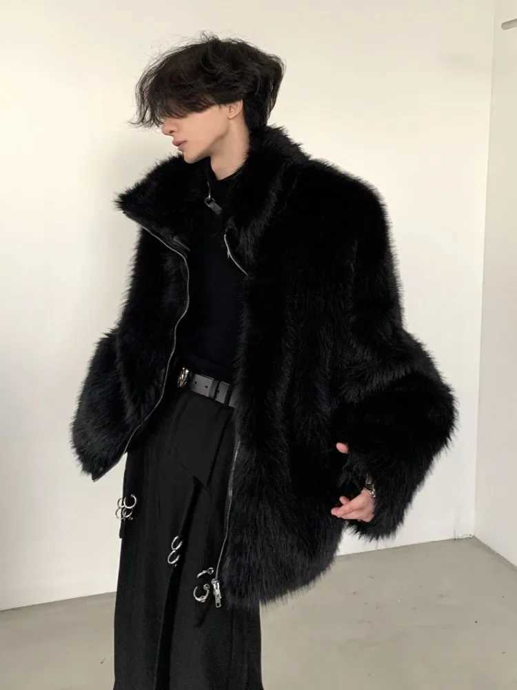 Korean Fashion Faux Mink Fur Jacket Men Winter Thickened Cotton Clothing Temperament Senior Sense of Streetwear Faux Fur CoatXJ241102
