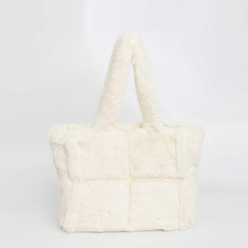 CMM Autumn and Winter Plush Bag Womens High End and Versatile Single Shoulder Underarm Bag Fashion Splicing Handbag Large Capacity Plush Bag