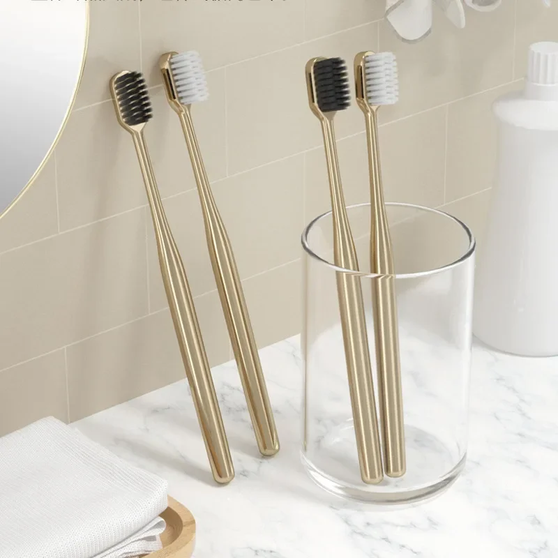 New Luxury Soft Toothbrush Men Women Adult Tooth Brush Gold Silver Dental Brushes Elegance Gentle Toothbrushes Drop Shipping