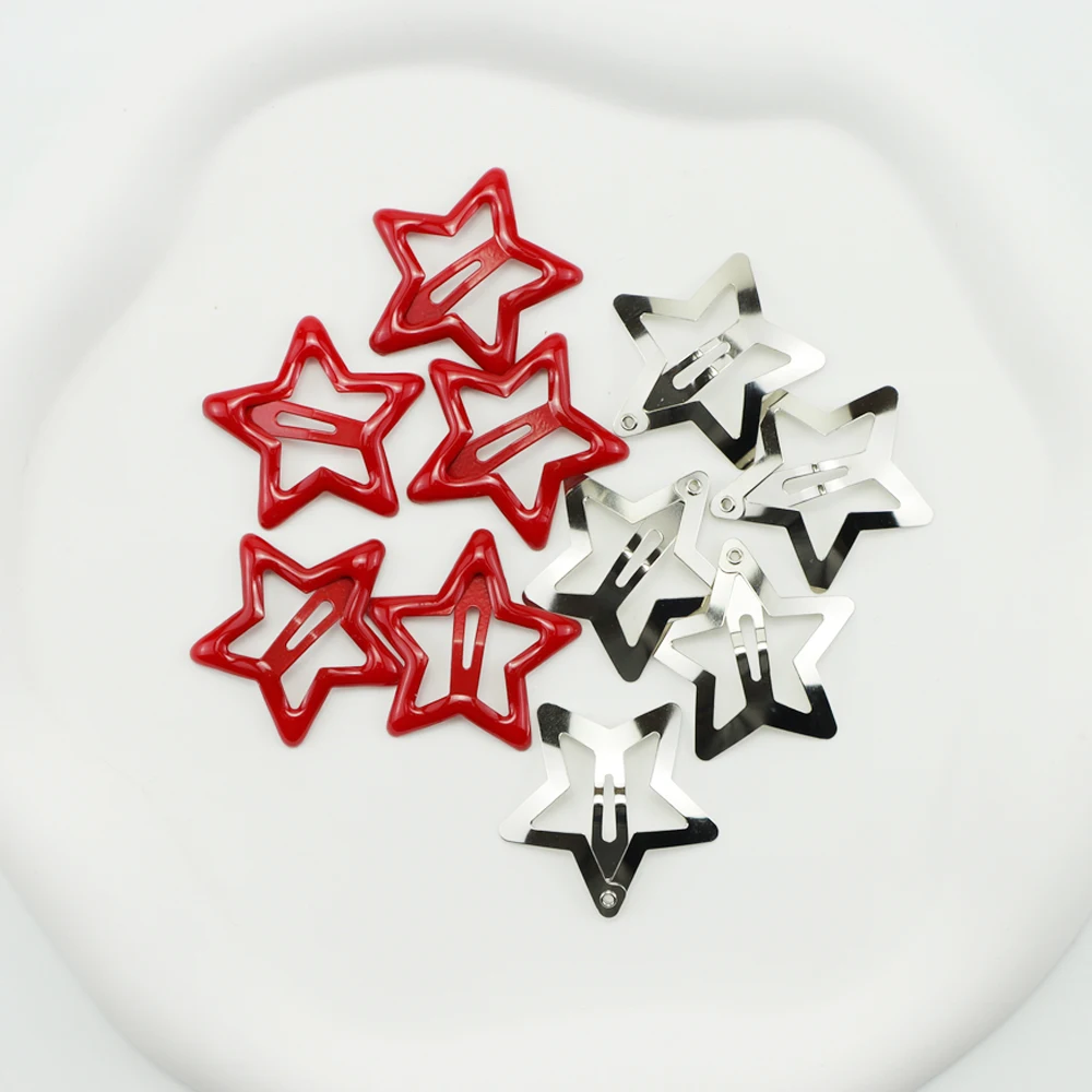 10/15Pcs Red Star Hair new Clip For Girls Waterdrop Barrettes Hairpin For Women Girls Flash Sier Star 2025 Kids Hair Accessories 2023
