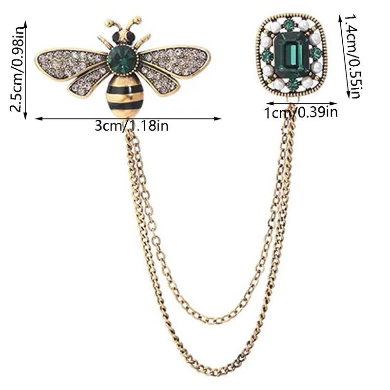 Rerto Bee Crystal new Brooches for Women Enamel Rhinestone Animal Tassel Lapel 2025 Pins Men's Suit Collar Pin Badge Accessories