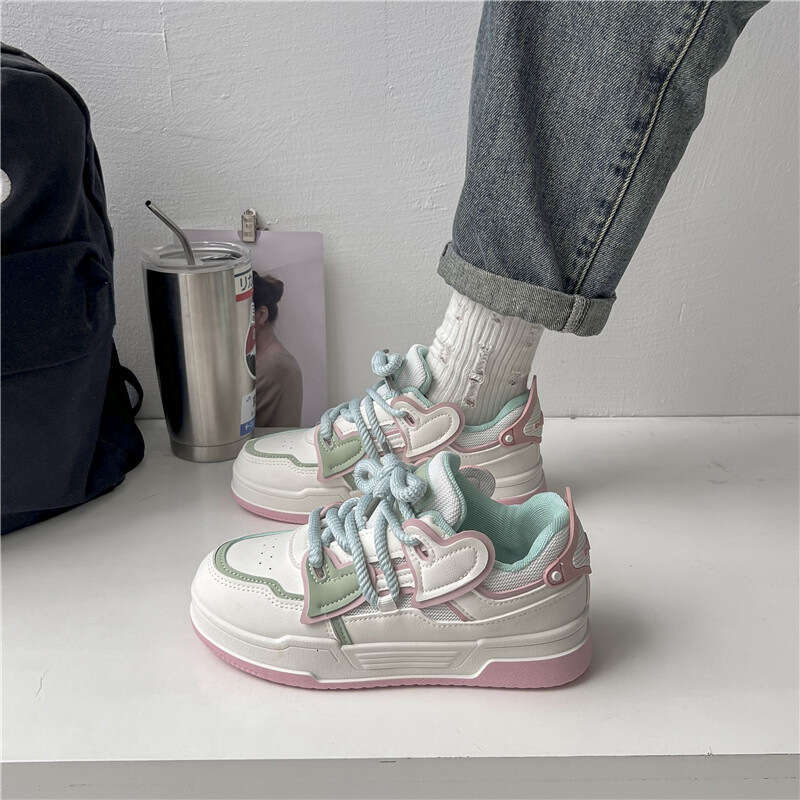 Versatile White Sneakers for Women - Chic Spring/Summer Board Shoe with Elevated Comfortable Outsole.