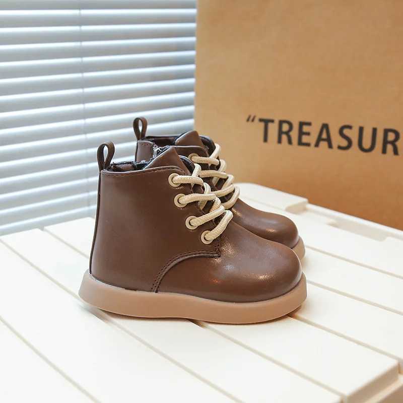 Little boy fashion childrens autumn leather boots 2-10 year old boys ankle boots mocha nude boots brown M241102