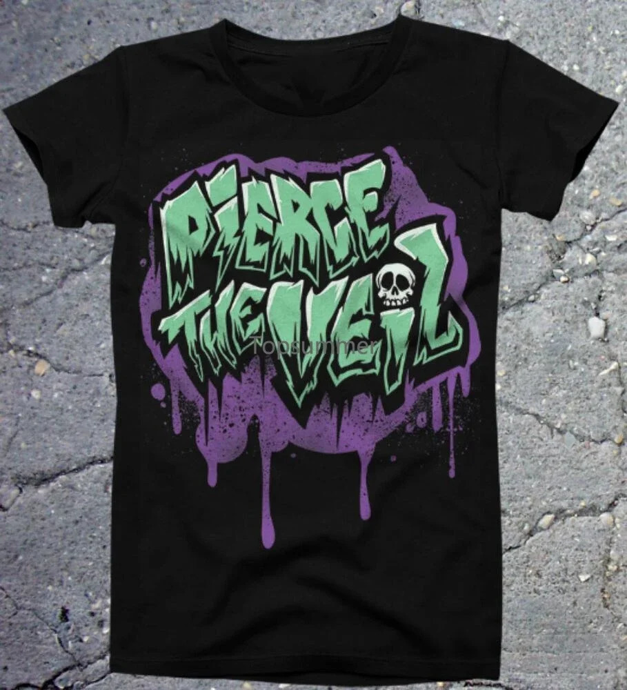Vintage Pierce The Veil Band Skull Black Cotton S5Xl Men TShirt 240315