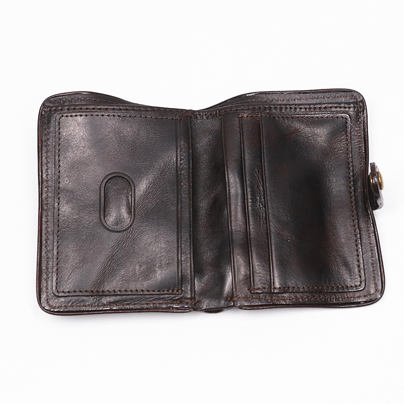 Genuine Leather Wallet For Men Original Cowhide Vintage Handmade Short Bifold Slim Rfid Men's Purse With Card Holder Top Quality