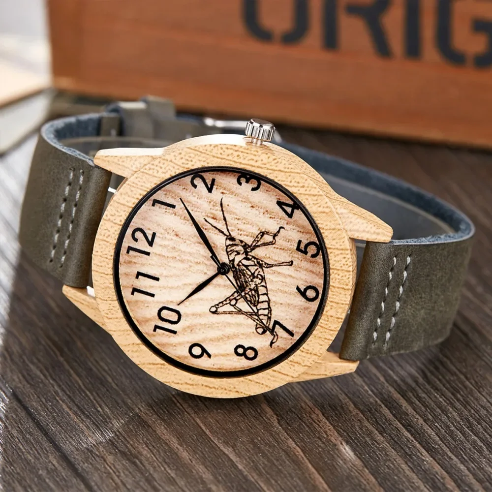 2023 Creative Wood Watch Men Women Couple Quartz Imitate Bamboo Wooden 2025 Watch Minimalist new Watches Soft Brown Leather Wrist Clock