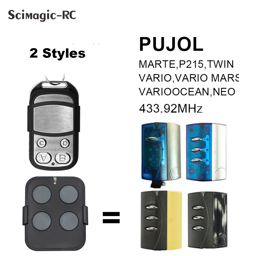 PUJOL garage gate controller For PUJOL VARIO MARS / NEO TWIN VARIO 2025 433.92MHz Rolling Code Garage new Door Remote Control