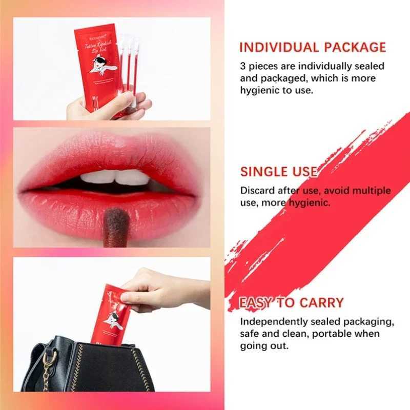 Lipglazes packaging disposable cotton swab lipstick portable waterproof liquid stick free cup tattoo lipstick kit W241101