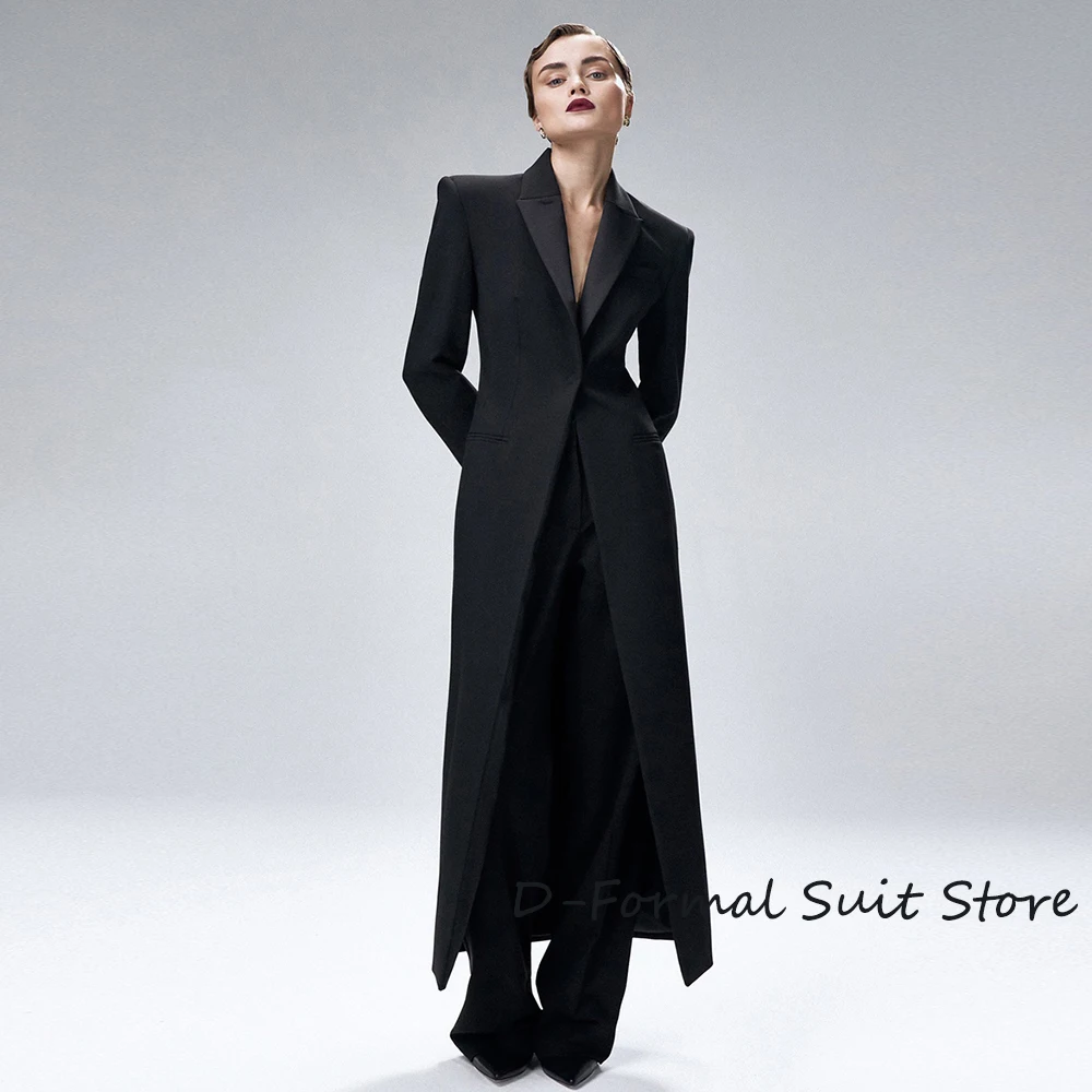 2023 New Women's 2 Piece Set Slim Fit Birthday Party Suit Long Coat + Straight Pants Temperament High 2025 Street new Blazer Suits