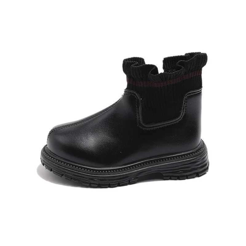 Knitted pleated border girls short boots spring autumn childrens platform boots princess wedding Par shoes M241102