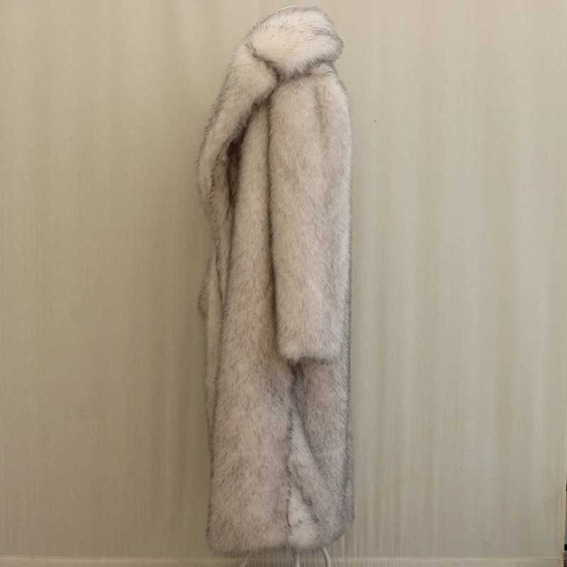 Barbiken same mens fur coat winter warm mink long big fur collar casual plus sizeXJ241102