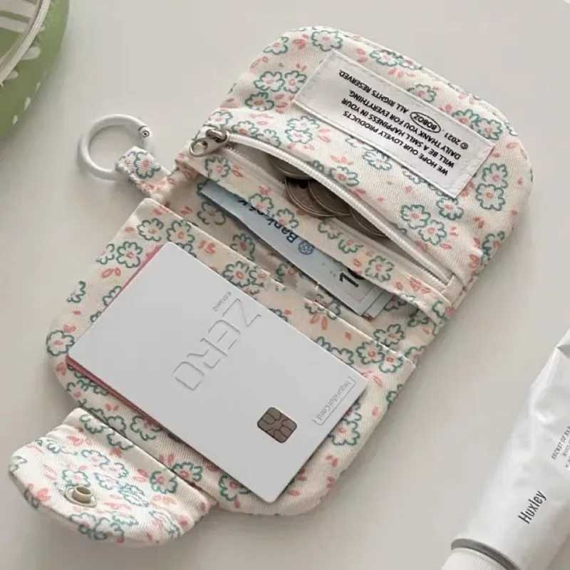1 Pc Cute Student Coin Purse Card Simplicity Floral Korean Fi Wallet Card Holder for Girls Portable Cute Small Storage BagXJ241111