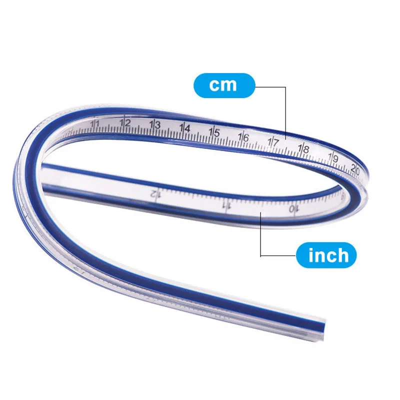 1PC Flexible Curve Ruler 2025 Drafting Drawing Tool Snake Shaped Ruler Flex new Curved Ruler Quilting Plastic School Office Supplies 30cm