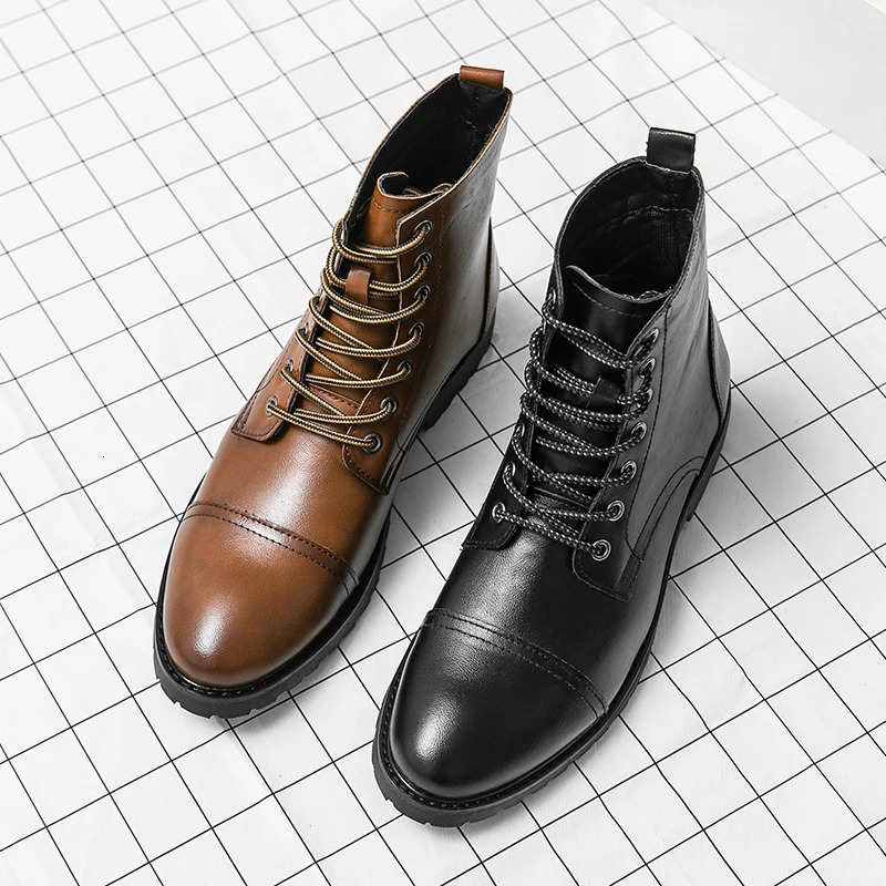 Pointed High Top Dress Shoes Mens Fashion Casual Chelsea Boots Mens Leather Boots Original High Quality Ankle Boots 241031
