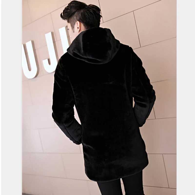 New autumn and winter mens warm imitation fur coat mens zipper cap imitation mink fur coat tide Fur coat men jacketXJ241102