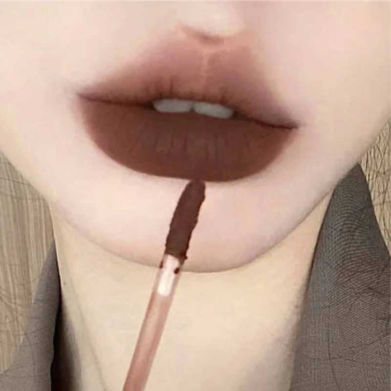 6-color matte velvet lip gloss makeup durable non stick cup liquid lipstick waterproof nude dark brown lipstick cosmetics W241101