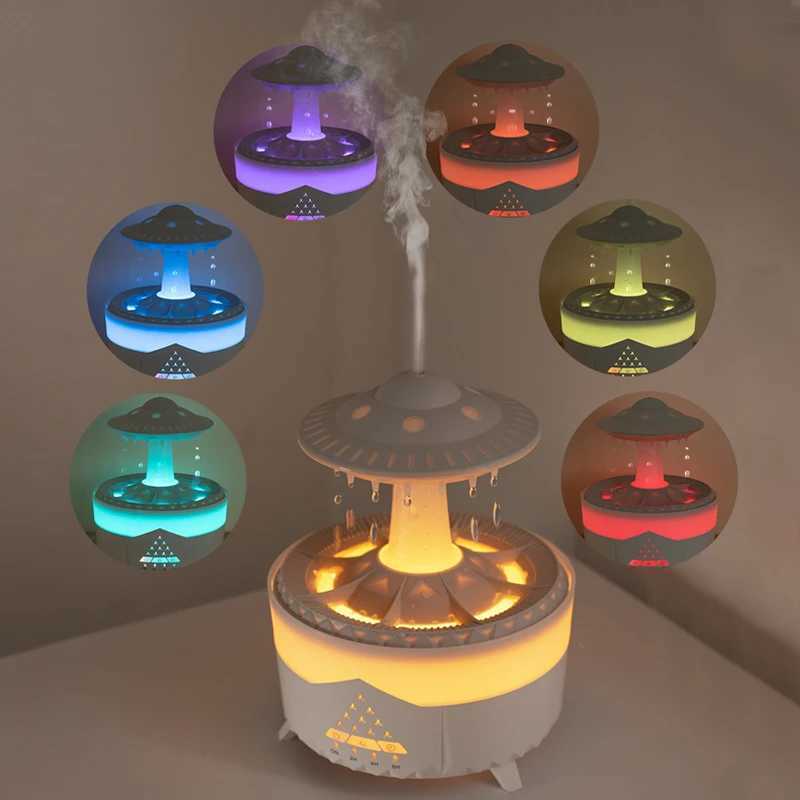 Rain Cloud Humidifier Essential Oil Diffusers 350ml 7 Colors Night Lights with Remote Control Water Dripdrop Air HumidifierC241102