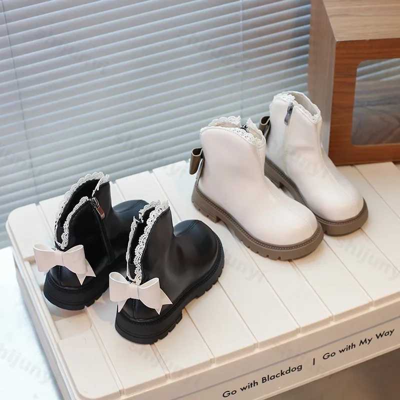 Womens Short Boots Warm Cotton Childrens Ankle Boots Soft Bottom New Womens Fashion Bow Princess Leather Boots Side Zipper Boots M241102