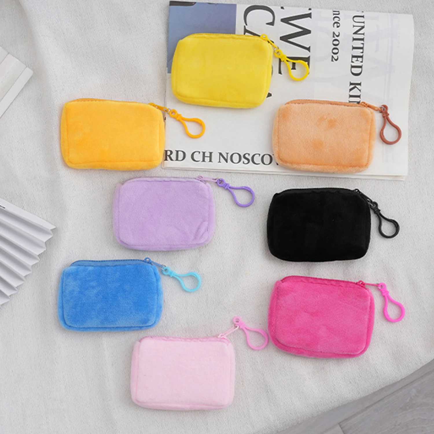 1 PC New Plush Coin Purse Women Cute Mini Rectangle Wallet Change Pouch Small Zipper Wallet Cluh Portable BagXJ241111