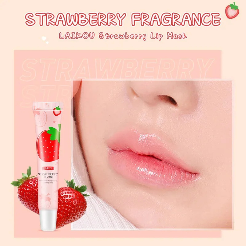 LAIKOU Natural Extract lipstick Good Night Girls lipstick Strawberry Flavor Nutrition Protection Lip Care Sleep facial mask 18g 241031