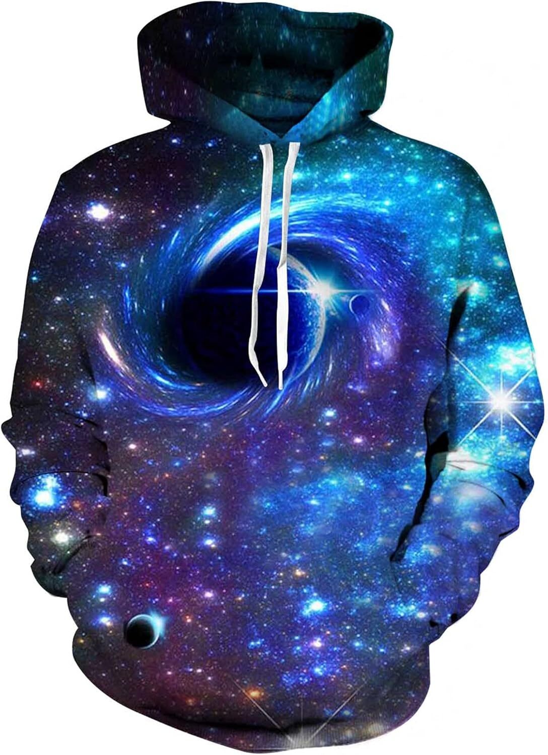 Hoodie for Mens Womens Unisex 3D Novelty Hoodies for Men Women Cool Galactic black hole with Pockets Graphic Hoodies sweatshirt Pullover Long Sleeve