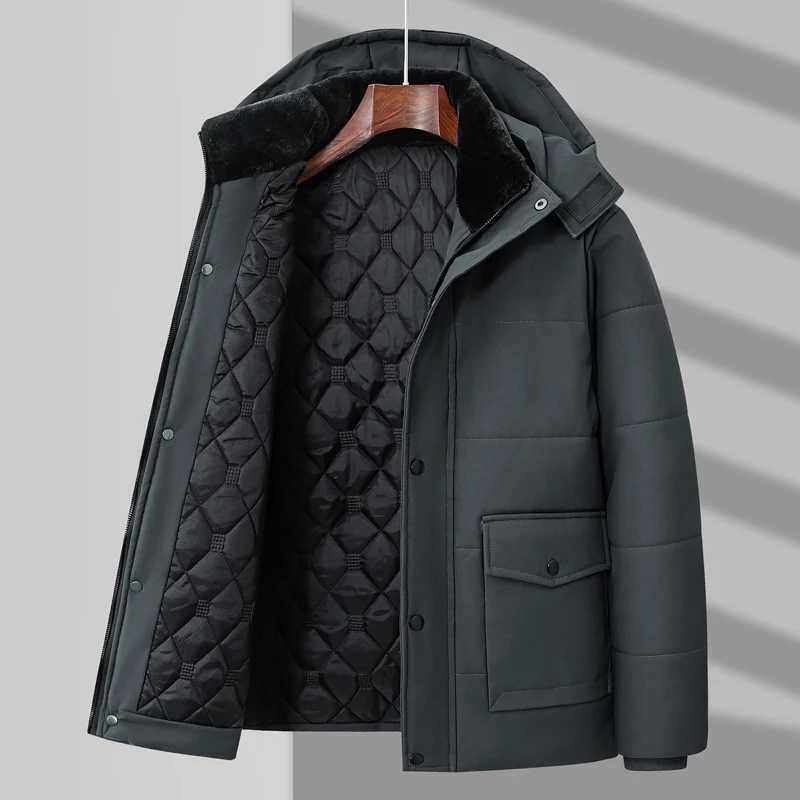Winter mens Parkas Flce cotton thick inflatable hooded jacket with fluffy collar waterproof and windproof pad jacket Plus size 8xl W241102