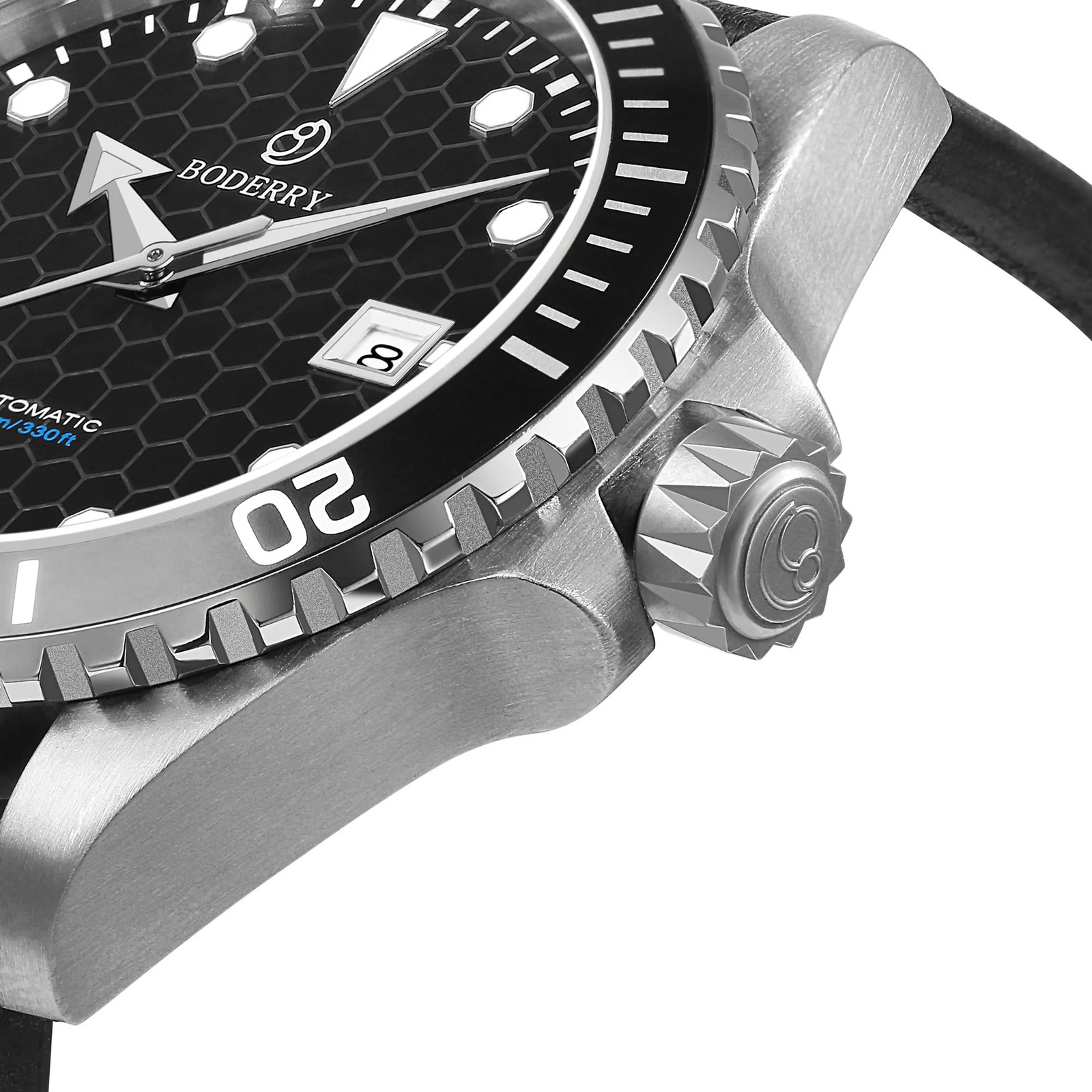 BODERRY Mens Automatic Watches Military Watch Mechanical Wristwatch Diver 100m Waterproof Sapphire C3 Luminous Sport 240327