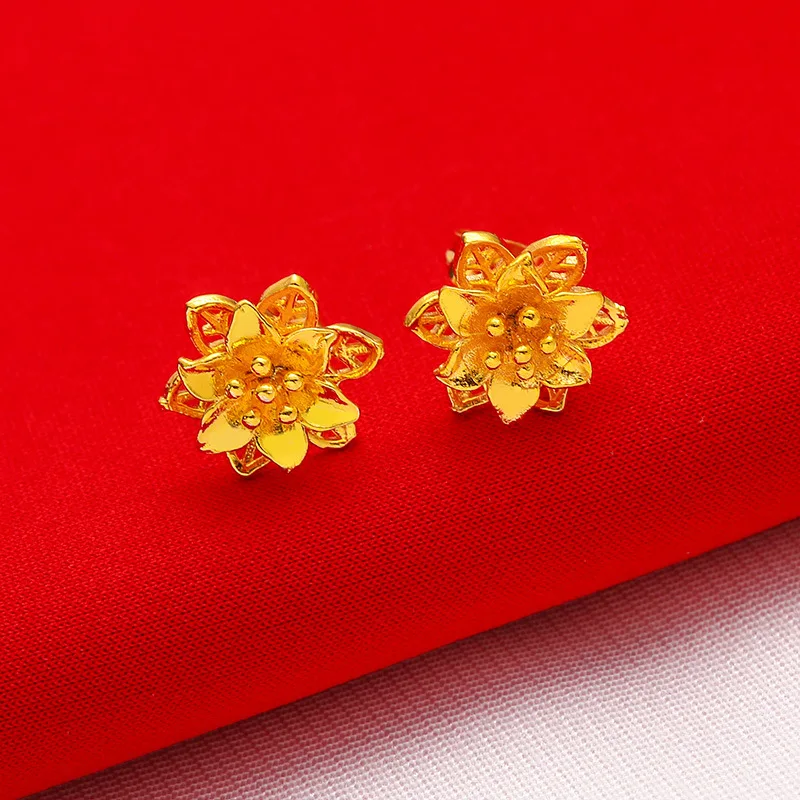 Gold Color Jewelry 2025 Sets new For Women Exquisite Flower Pendant Necklace Earrings 2pcs Wedding Jewelry Accessories Party Gifts