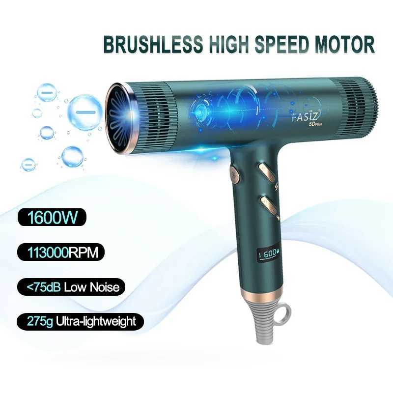 Hair Dryers High Speed Motor Hair Dryer 20.2/m/s Wind Speed 3 Gear Temperature Self-Clean Digital Screen Professional Household Hair Styling 240401