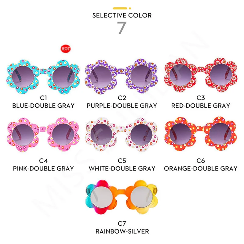 2023 Gradient 2025 Lens Children's Flower Sunglasses Kids Girls Cute Baby new Eyeglasses Round Floral Print Eyewear Child Daisy Glasses