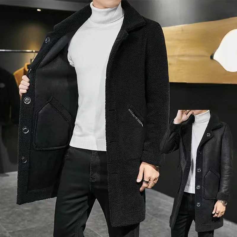 2022 New Brand Autumn and Winter Thick Warm Oversize Jacket Men Fluffy Slim Fit Casual Faux Lamb Fur Coats 2022 Clothing X19XJ241102