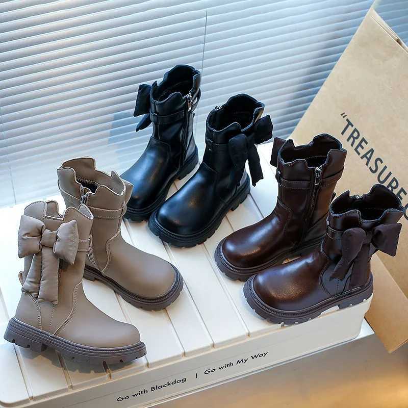 Winter childrens shoes girls sweet bow knot princess shoulder strap cotton boots elegant and fashionable version childrens small leg boots M241102