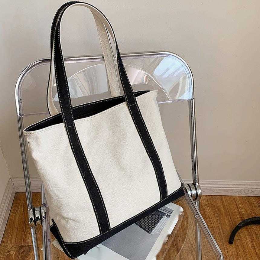 Shoulder Bags Canvas Shopping Bag For Women Casual Versatile Canvas Bag Student WoMens Bag Minimalist Tote Bag 241015