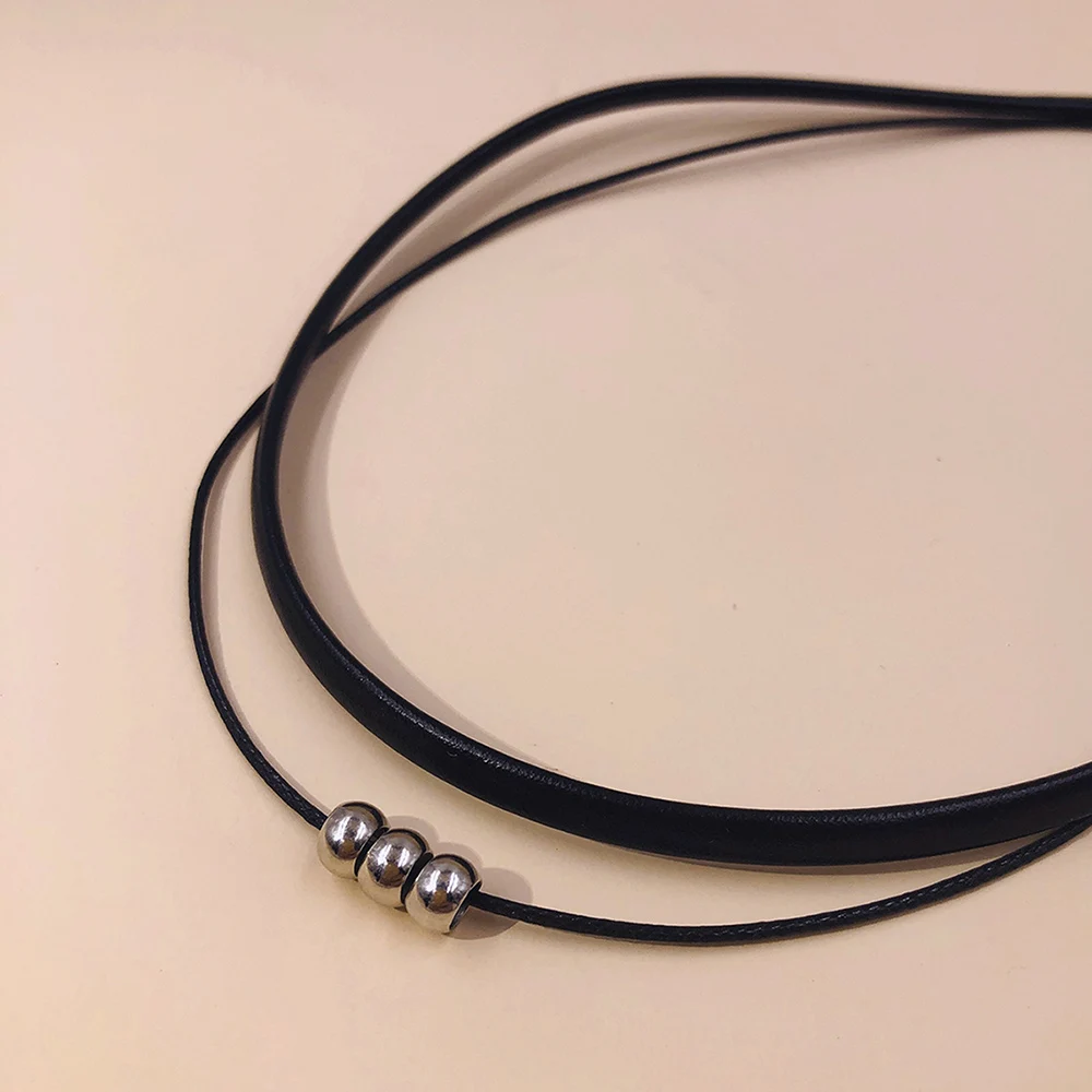 Classic Gothic Tattoo Black Leather Choker Necklace For Women Beads Pendant 2025 Charm new Necklaces Boho Jewelry Christmas Gift X0159