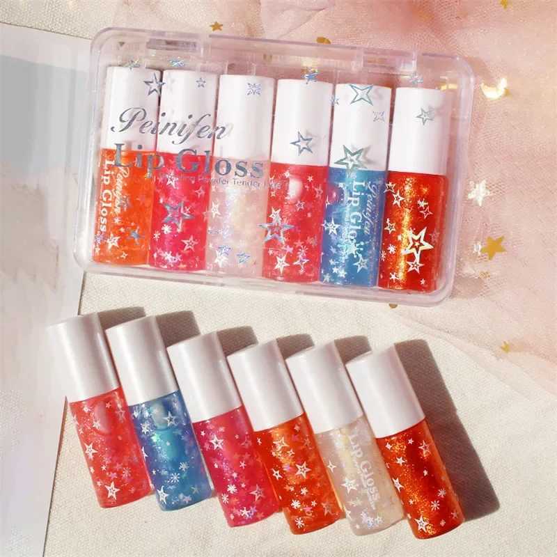 6 color shiny jelly lip gloss liquid lipstick moisturizing lip color waterproof long-lasting nourishing lip makeup cosmetics W241101