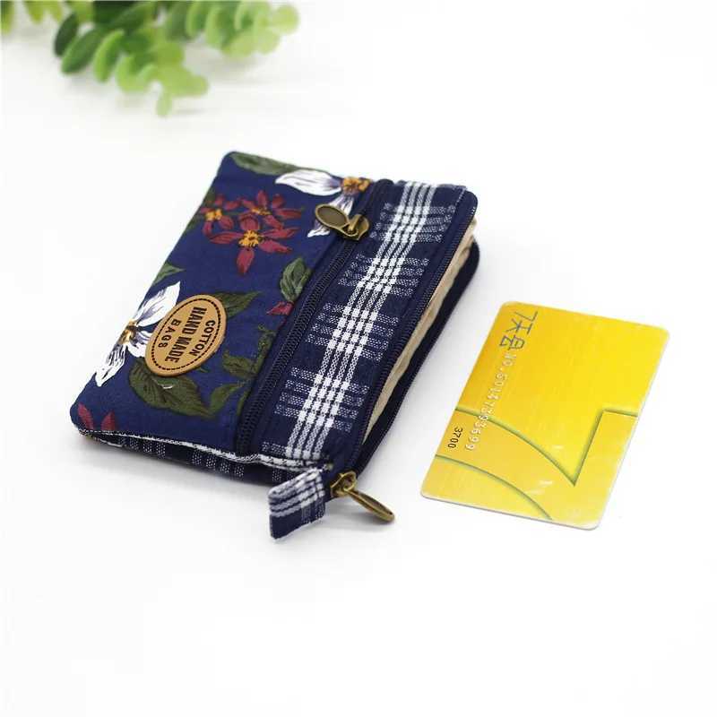 Womens Cott Floral Pattern Coin Purse Female Cloth Wallet Small Mey Pouch Card Bag Ladies Little Handbag Bolsa for GirlsXJ241111