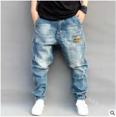 American Street Style Denim Harem Pants for Men Retro and Trendy Allmatch Casual Loose Large Size Tapered Hiphop Pants 241024