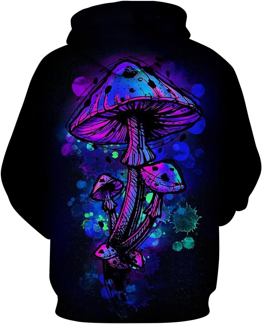 Hoodie for Mens Womens Mens Womens Novelty Hooded Sweatshirt Pullover HippieColorful poisonous mushrooms Graphic Hoodies sweatshirt Pullover Long Slee