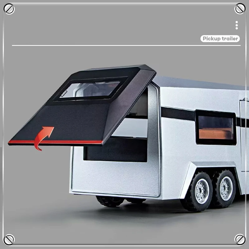 1/32 For Tesla Cybertruck Pickup Trailer Alloy Car Model Diecasts Metal Toy Off-road Vehicles Truck Model Sound and Light Gifts