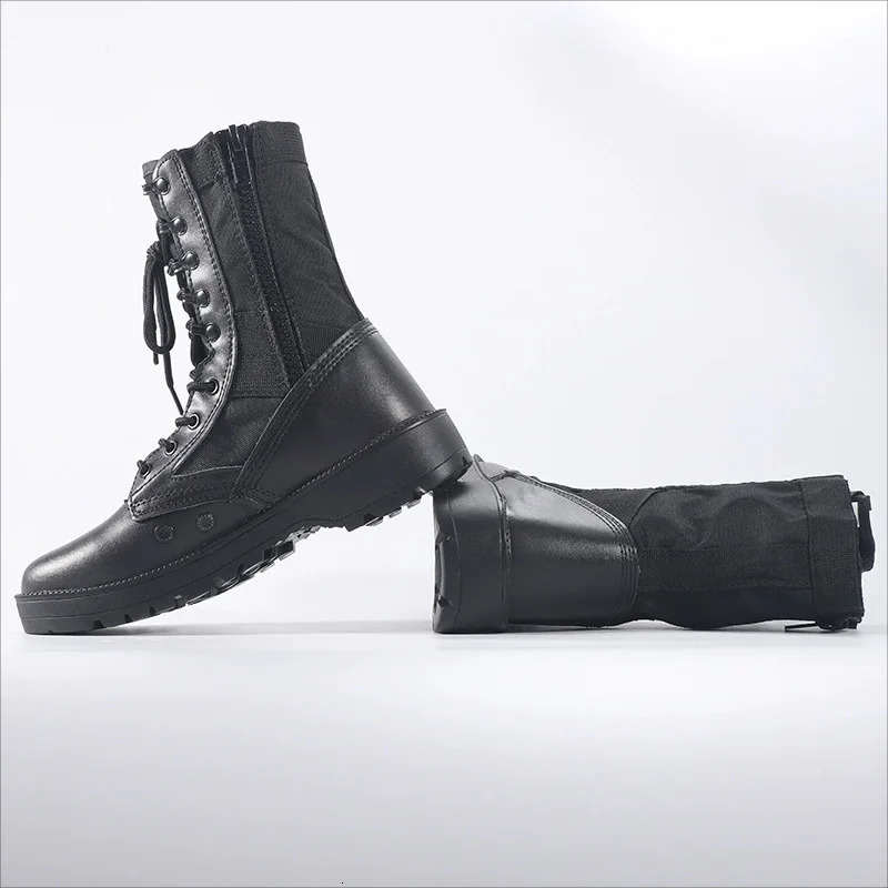 Real leather mens tactical desert boots for outdoor combat lightweight and anti slip hiking shoes high top Botas work shoes 241031