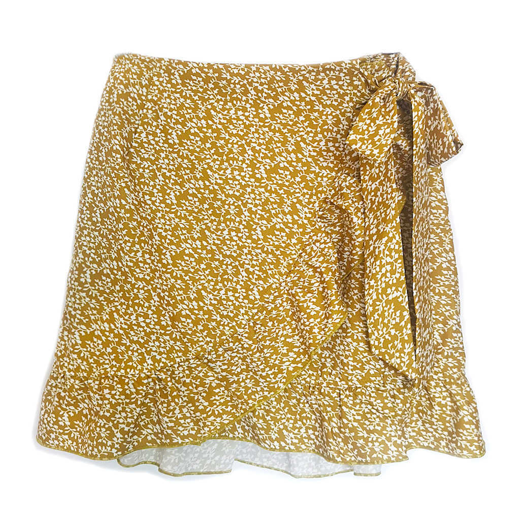 Women Ruffle Bohemian Skirt WoMens High Waisted Lace Up Short Skirt With Ruffled Edges And Irregular Printed Zipper Skirt 241023