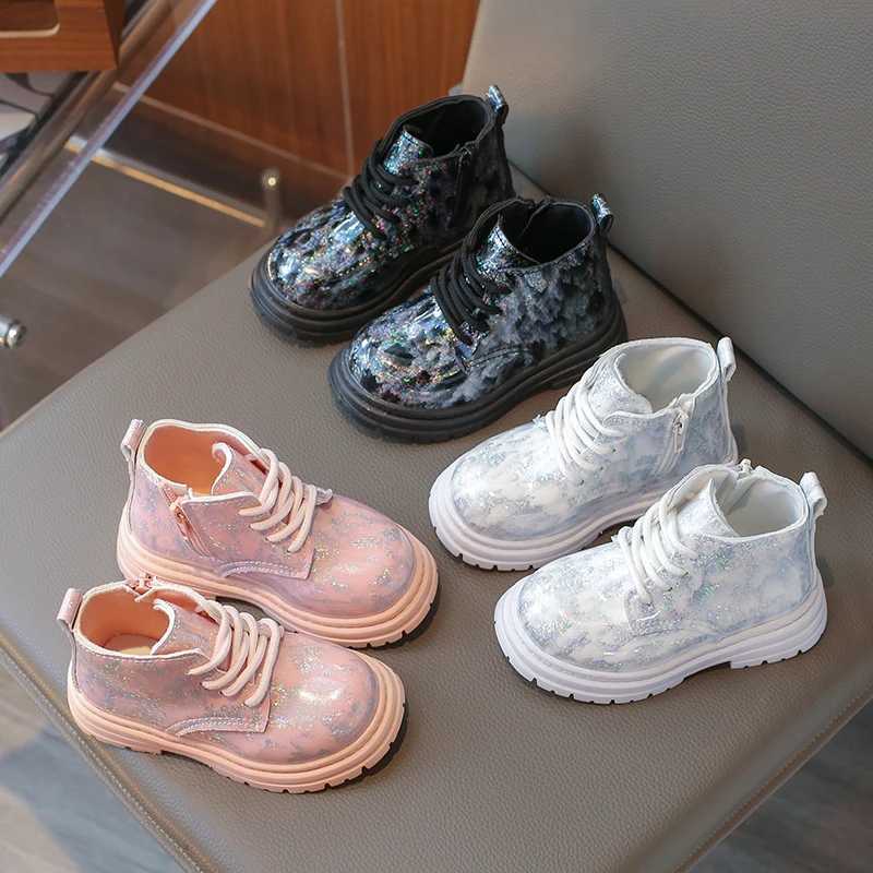 Childrens ankle boots boys girls patent leather gradient short boots childrens fashionable princess boots side zipper anti slip M241102