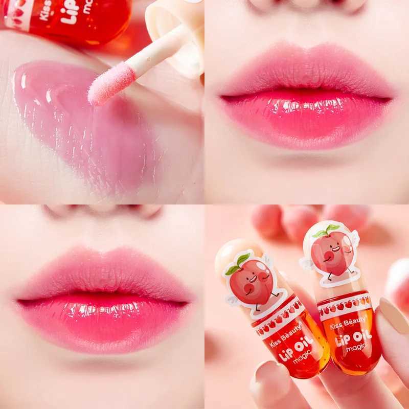 1 piece of temperature color changing lip gloss moisturizing wet peach liquid lipstick mini cute makeup lip gloss cosmetics W241101