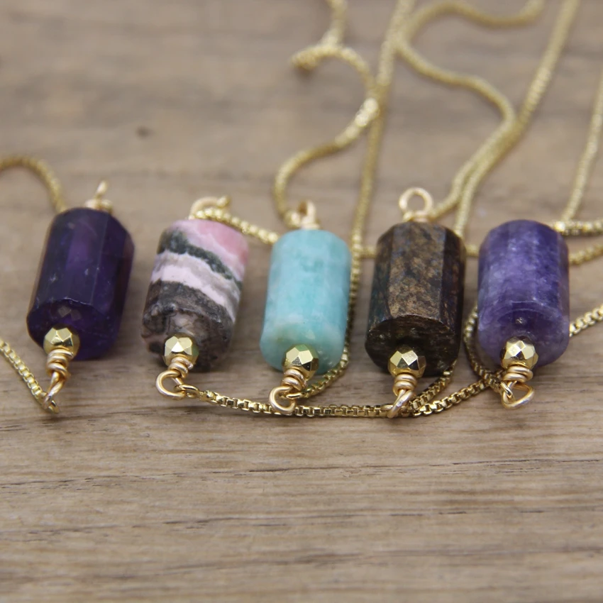 2025 Faceted Natural Gems Gold Color Chains new Adjustable Bracelets Lapis Amethysts Labradorite Crystal Single Bracelet Jewelry QC2001