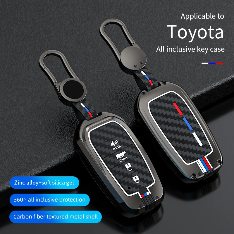 Zinc 2025 Alloy new Car Key Cover Case For Toyota RAV4 Highland Coralla Hilux Fortuner Land Cruiser Camry Crown Keychain Accessories