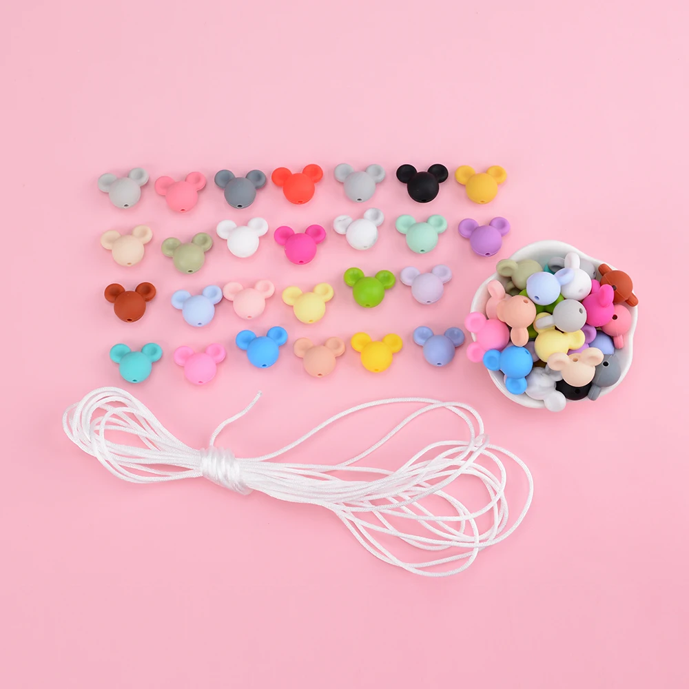 Silicone Beads Food Grade Baby 2025 Teether Toy Soft Chew Teething BPA Free DIY new Charm Necklace mouse Silicone Perle