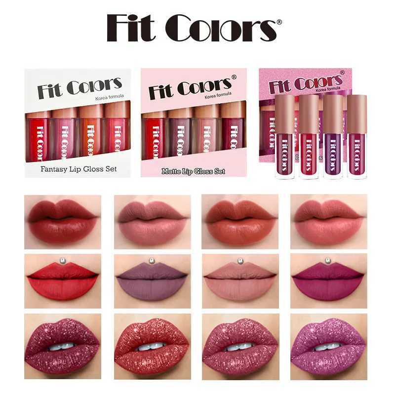 Fit Colors 4-piece Lip Gloss Set Matte Velvet Durable Fruit Stickless Cup Easy Color Diamond Lip Gloss Set W241101